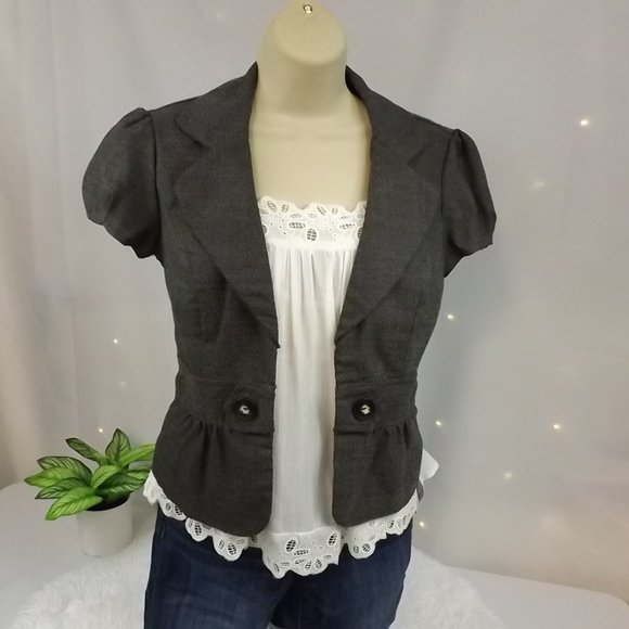 IZ Byer Black and White Tweed Fitted Blazer, Size M - Picture 2 of 13